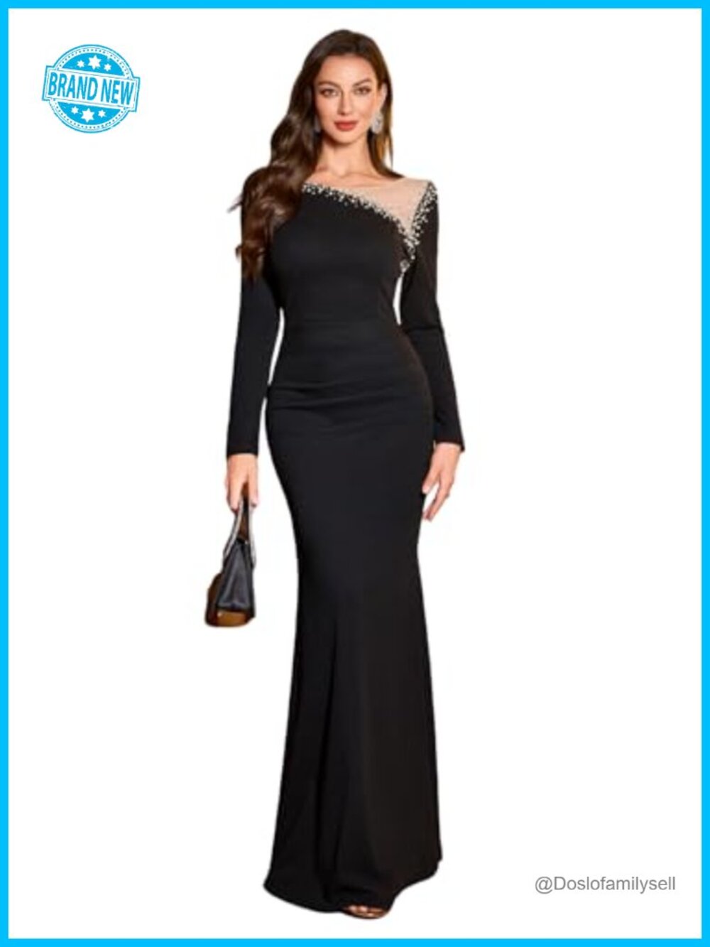 Women's Sequin Bodycon Maxi Dress Long Sleeve Formal Evening Gown